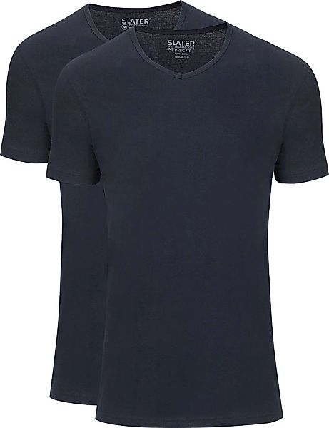 Slater 2er-pack Basic Fit T-shirt V-Ausschnitt Dunkelblau - Größe XXL günstig online kaufen