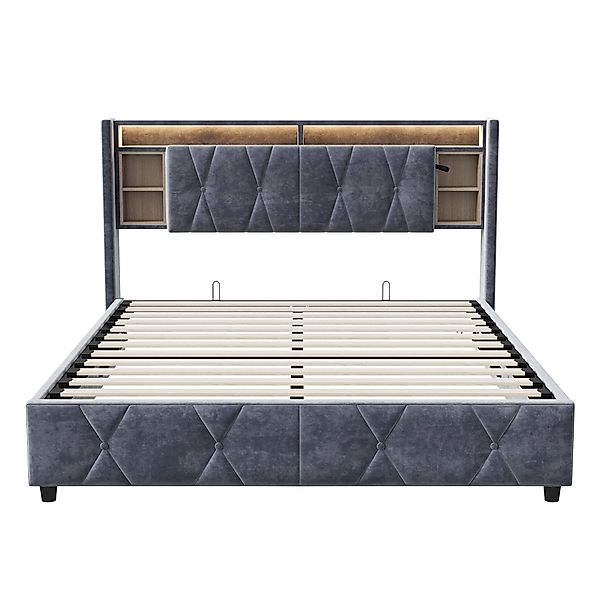 Gdood Polsterbett Stauraumbett Doppelbett LED, Leinenstoff/Samtstoff günstig online kaufen