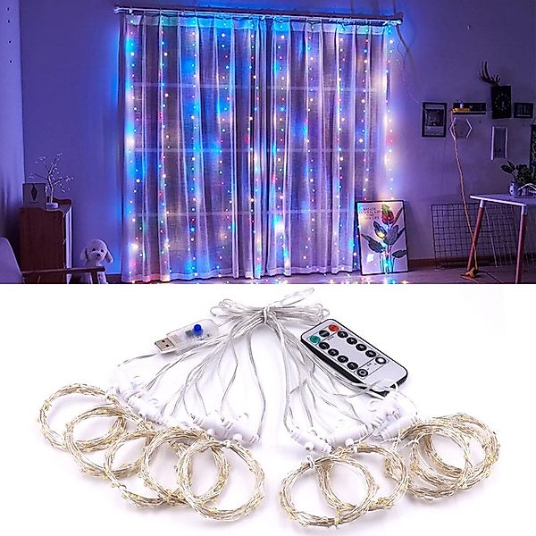 zggzerg LED-Lichterkette LED Lichtervorhang, 3×3M Vorhanglichter günstig online kaufen