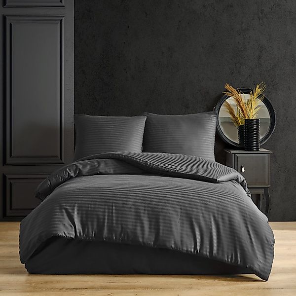 Nordqueen Bettwäsche Nordqueen Satin Gestreift Bettwäsche, günstig online kaufen