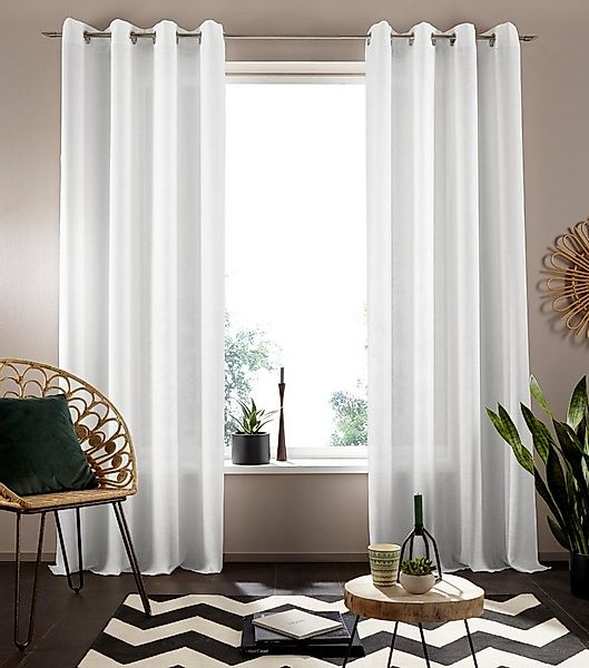my home Gardine Nora (1 St), Ösen, blickdicht, Blickdicht, Leinenlook, Poly günstig online kaufen