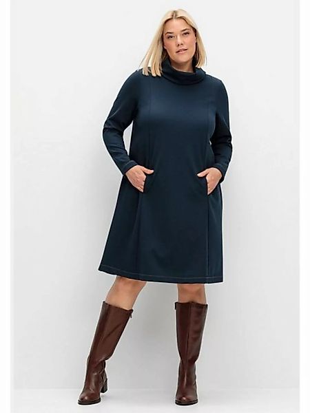 Sheego Jerseykleid "Große Größen", in A-Linie, mit Rollkragen und Taschen günstig online kaufen