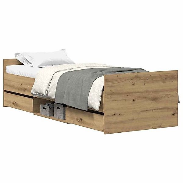 vidaXL Bett, Bettgestell ohne Matratze Artisan-Eiche 90x200cm Holzwerkstoff günstig online kaufen