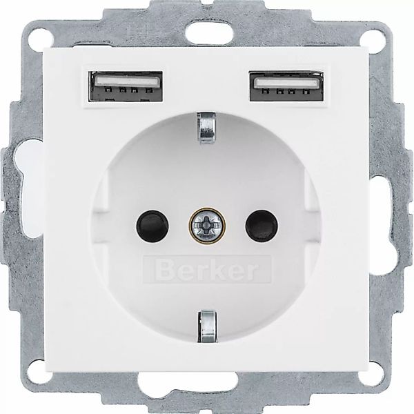 Berker Steckdose SCHUKO/USB S.1, polarweiß gl. 48038989 günstig online kaufen