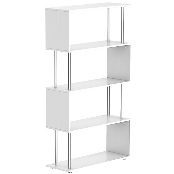 HOMCOM Standregal 4 Fächer Raumteiler Eckregal Wandregal Büroregal Weiß 80x günstig online kaufen