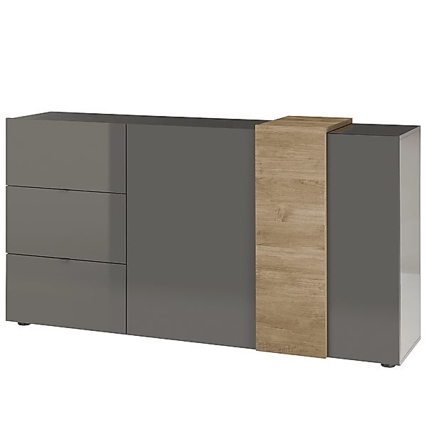 expendio Sideboard Pasko 4 Dunkelgrau Hochglanz 181x94x44 cm günstig online kaufen