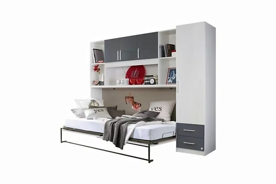 Kindermöbel 24 Multimediabett Susi inkl. Schrankwand weiß - grau-metallic günstig online kaufen