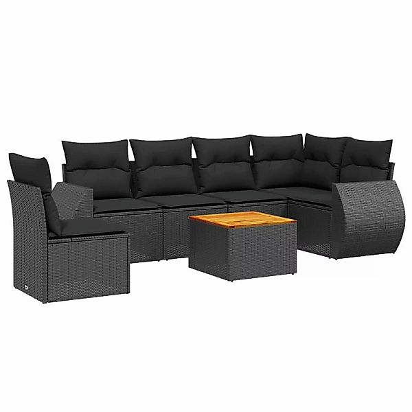 vidaXL 7-tlg Garten-Sofagarnitur mit Kissen Schwarz Poly Rattan Modell 176 günstig online kaufen