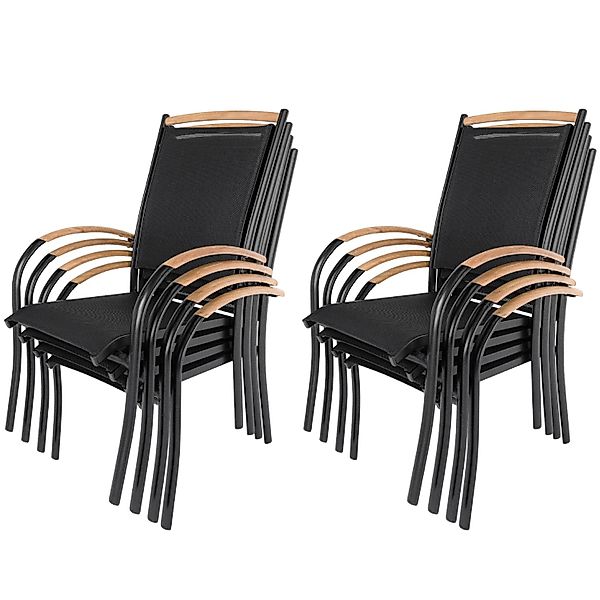 ib style Gartenstuhl 8er Set Diplomat Stapelstuhl aus Aluminium und Teakhol günstig online kaufen