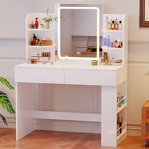 Furnicopia Schminktisch 90/110 cm, LED-Beleuchtung mit günstig online kaufen