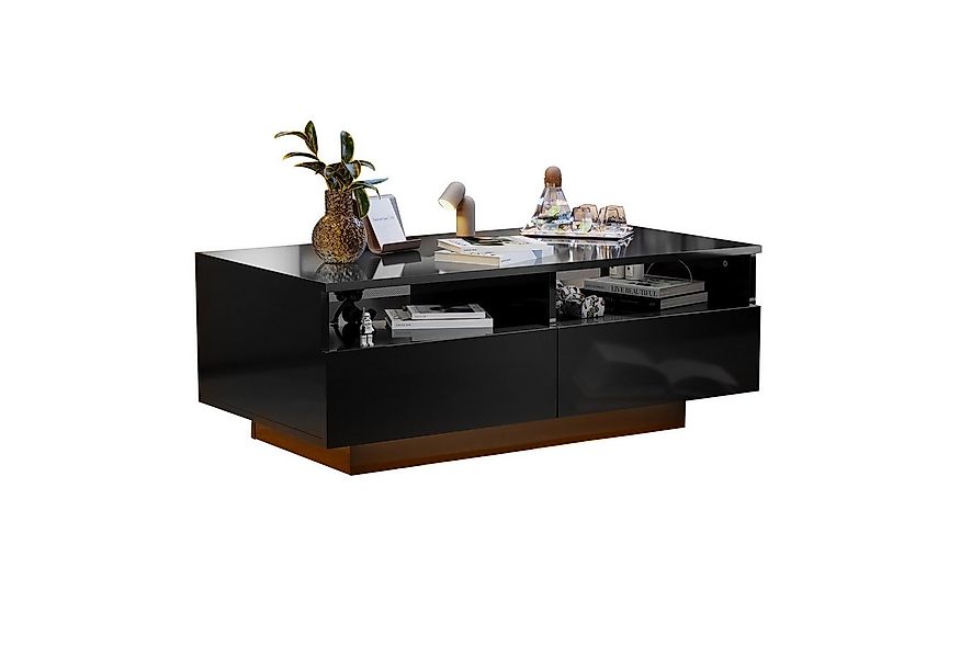 HAUSS SPOLE Couchtisch Hochglanz Couchtisch mit 2 Schubladen, 16 Farben LED günstig online kaufen