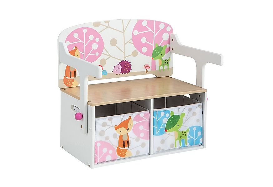 KOMFOTTEU Kindertisch, 3 in 1 Kinderbank, mit 2 herausnehmbaren Stoffkörben günstig online kaufen