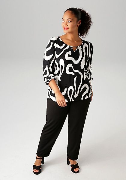 Aniston PLUS Langarmshirt mit großflächigem, grafischen Druck günstig online kaufen