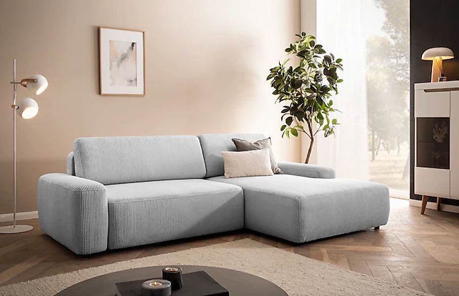 Home affaire Ecksofa »TORGE (264cm), Schlafsofa in Cord, Samtvelours o Stru günstig online kaufen