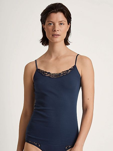 CALIDA Spaghettitop "Cotton Desire", Spitzen-Einsatz, atmungsaktiv, Feinrip günstig online kaufen
