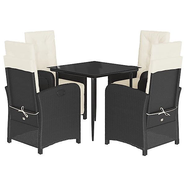 vidaXL 5-Tlg Garten-Essgruppe mit Kissen Schwarz Poly Rattan 3212292 günstig online kaufen