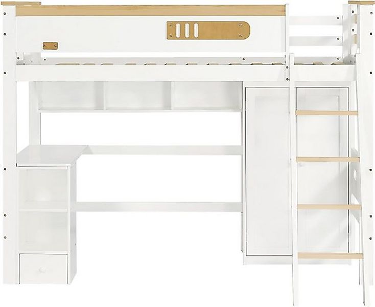 ZREE Hochbett Etagenbett 90x200 mit Kleiderschrank Schreibtisch (Offenes Re günstig online kaufen