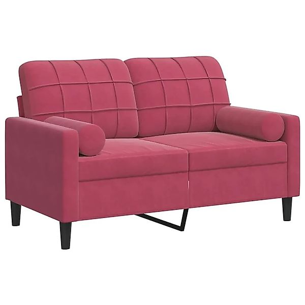 vidaXL 2-Sitzer-Sofa mit Zierkissen Weinrot 120 cm Samt 3278213 günstig online kaufen