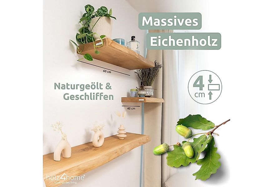 holz4home® Wandregal aus Massivholz Eiche Natur I Schwebendes Regal I Unsic günstig online kaufen