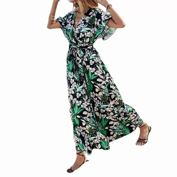 RUZU UG Dirndl Modische Blumen Print ethnischen Stil Meer Urlaub Stil Kleid günstig online kaufen