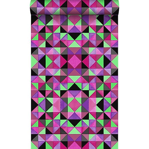 Origin Luxury Wallcoverings Tapete Kubistisches Muster Rosa Und Grün 53 Cm günstig online kaufen