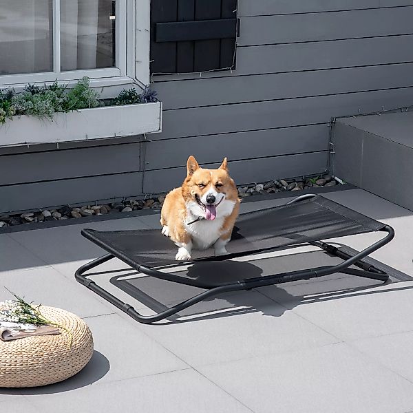 PawHut Erhöhte Hundeliege Netzstoff Schwarz 111x65,5x19cm für Camping & Gar günstig online kaufen