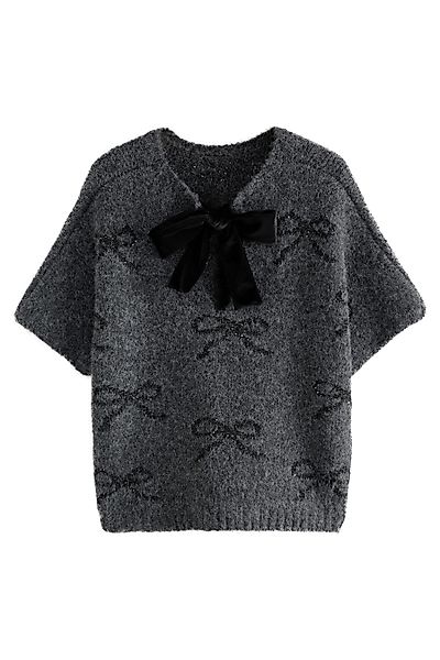 Next Strickponcho Gestrickter Poncho mit Samtschleife günstig online kaufen