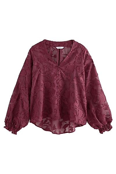 Next Langarmbluse Langärmelige Jacquardbluse mit Bindeausschnitt günstig online kaufen
