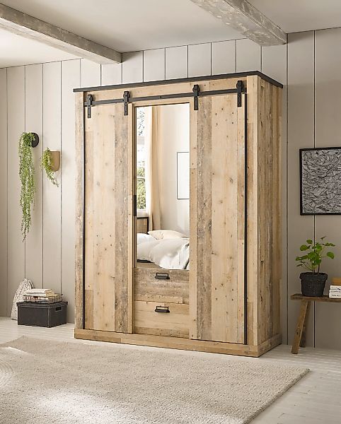 Home affaire Kleiderschrank "SHERWOOD Schlafzimmerschrank mit Spiegel,2 Sch günstig online kaufen