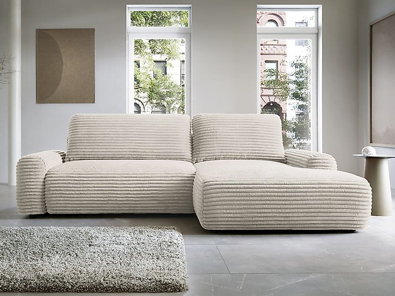 Goldstoff Ecksofa mit Schlaffunktion und Bettkasten, günstig online kaufen