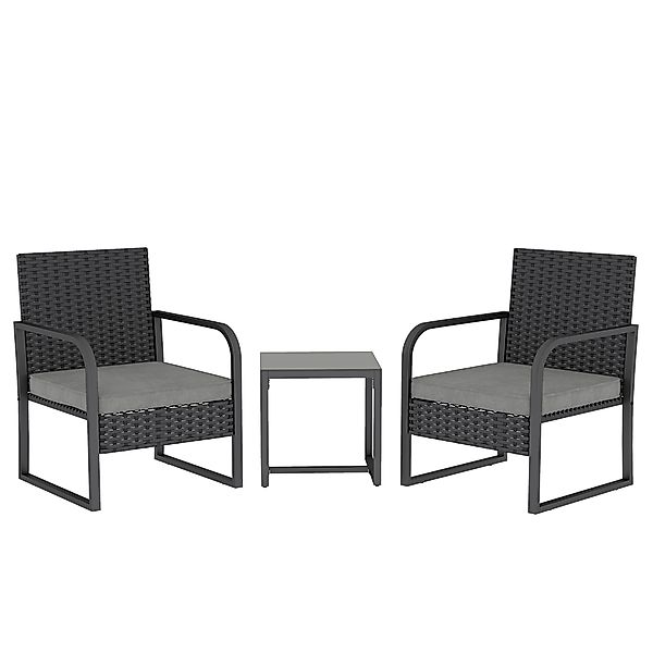 Outsunny 3-teiliges Garten-Set aus PE-Rattan und Stahl, 2 Stühle mit waschb günstig online kaufen