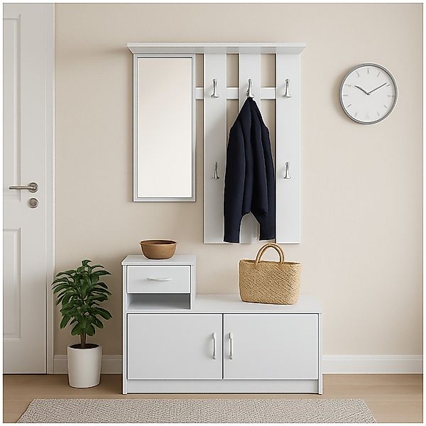 HTI-Living Garderobe Garderobe Weiß mit Spiegel günstig online kaufen