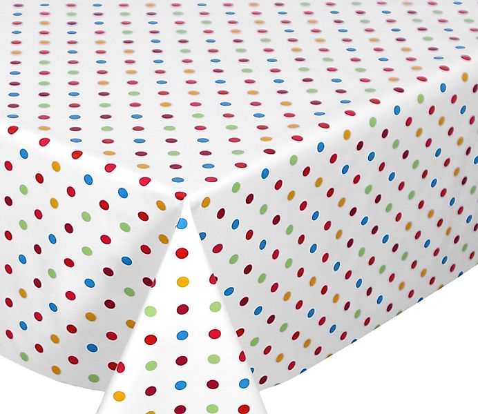 Beautex Tischdecke Wachstuchtischdecke glatt Weiß, Punkte Bunt abwischbar T günstig online kaufen