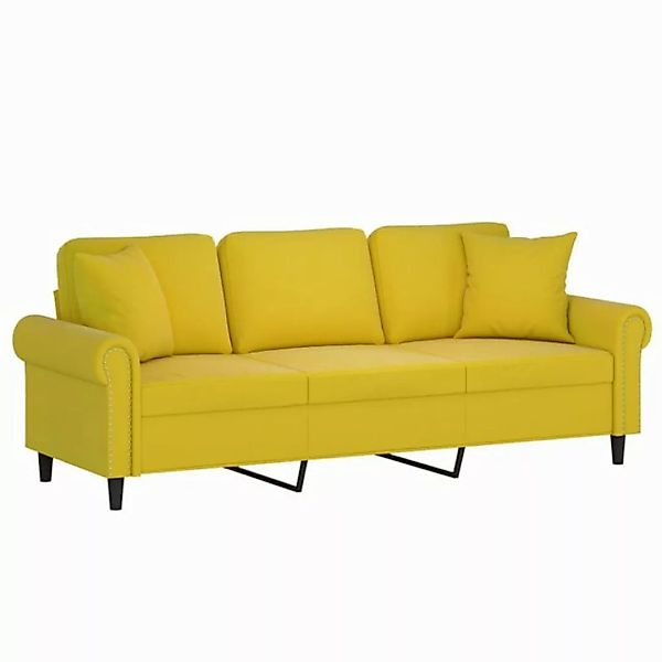 vidaXL Sofa, 3-Sitzer-Sofa mit Zierkissen Gelb 180 cm Samt günstig online kaufen