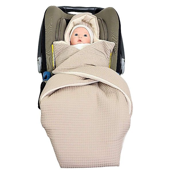 Babydecke Einschlagdecke Waffelmuster taupe/Musselin beige, HOBEA-Germany, günstig online kaufen