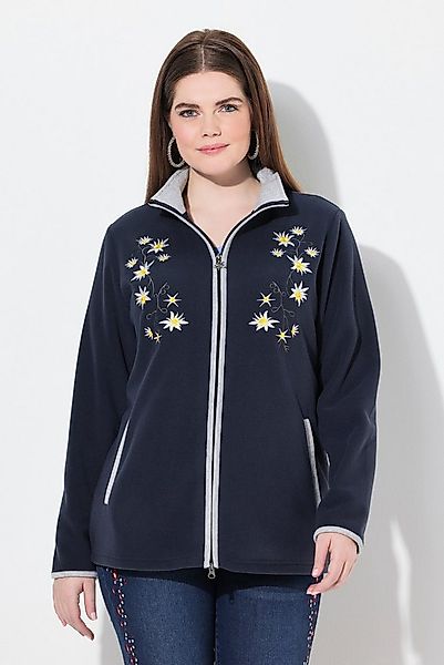 Ulla Popken Sweatjacke Trachten-Fleecejacke Edelweiß-Stickerei günstig online kaufen
