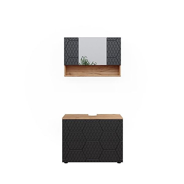 Vicco Badmöbel-Set Irma, Anthrazit mit Wabenstruktur/Goldkraft günstig online kaufen