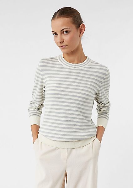 comma Longpullover Strickpullover Gestreifter Feinstrickpullover aus günstig online kaufen