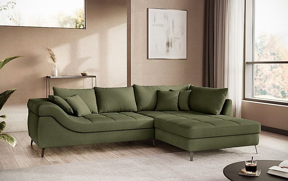 Mr. Couch Ecksofa »Portofino L-Form«, 4 Bezugsqualitäten, 13,5 cm hohe Meta günstig online kaufen