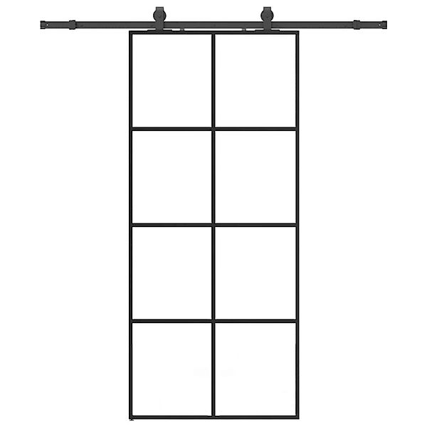 vidaXL Schiebetür mit Beschlag Schwarz 90x205 cm ESG-Glas 3375804 günstig online kaufen