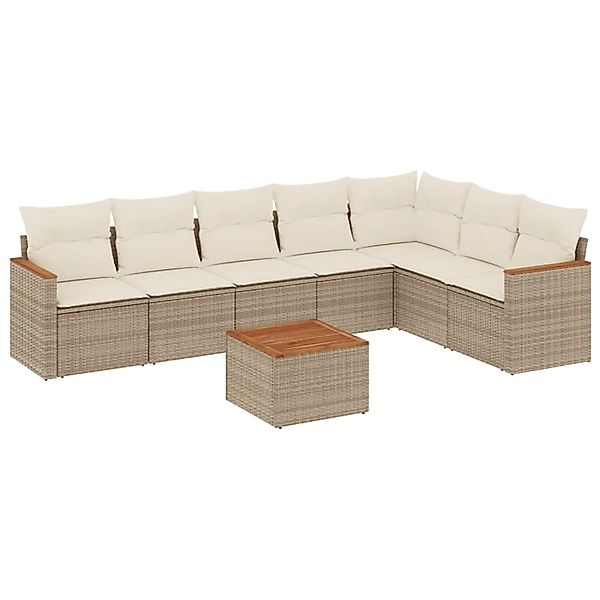 vidaXL 8-Tlg Garten-Sofagarnitur mit Kissen Beige Poly Rattan 3226037 günstig online kaufen