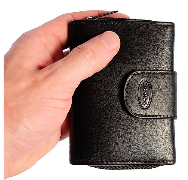 BRANCO Mini Geldbörse Kleine Damen-Geldbörse / Portemonnaie, Leder, Schwarz günstig online kaufen