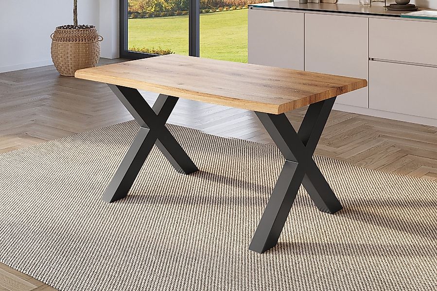 SAM® Esstisch Thorin, Verschiedene Optiken, X-Metallgestell, Baumkante günstig online kaufen