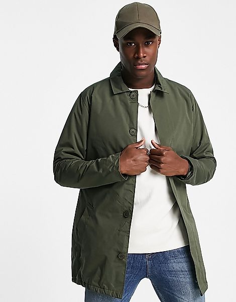 French Connection – Gefütterte Jacke im Trenchcoat-Stil in Khaki-Grün günstig online kaufen