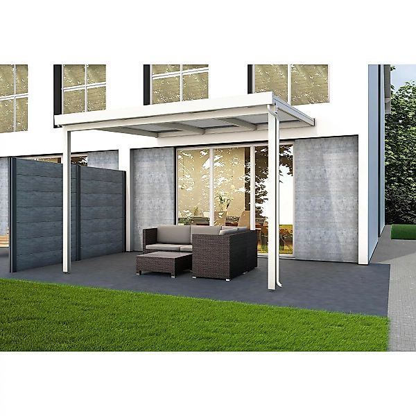 Terrassenüberdachung Premium (BxT) 309 cm x 306 cm Weiß Acryl Klima Blue günstig online kaufen
