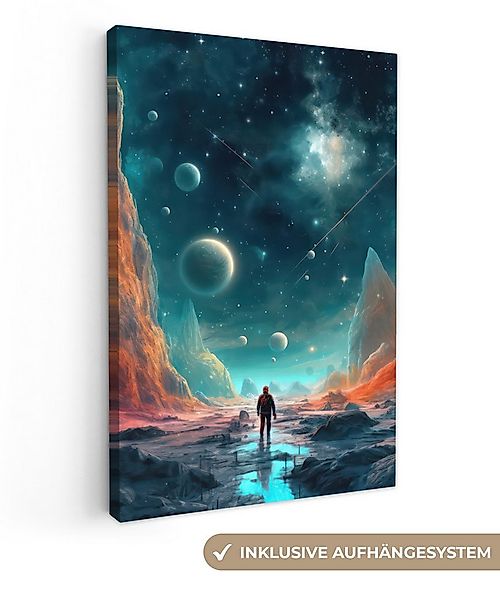 OneMillionCanvasses® Leinwandbild Berge - Weltraum - Planeten - Astronaut, günstig online kaufen