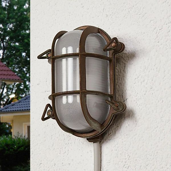Außen-Wandleuchte oval Bengt messing-antik/opal günstig online kaufen