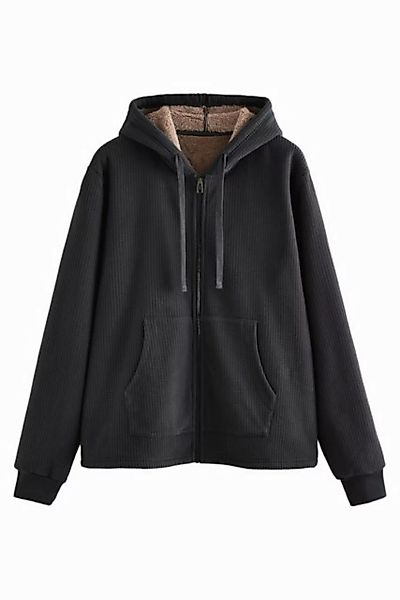 Next Kapuzenfleecejacke Strukturierte Kapuzenjacke mit Borgfutter (1-St) günstig online kaufen