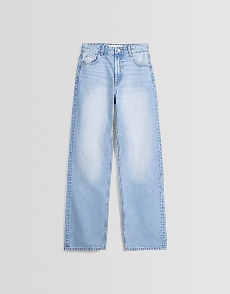 Bershka Wide Leg 90'S Jeans Bskteen 44 Ausgewaschenes Blau günstig online kaufen