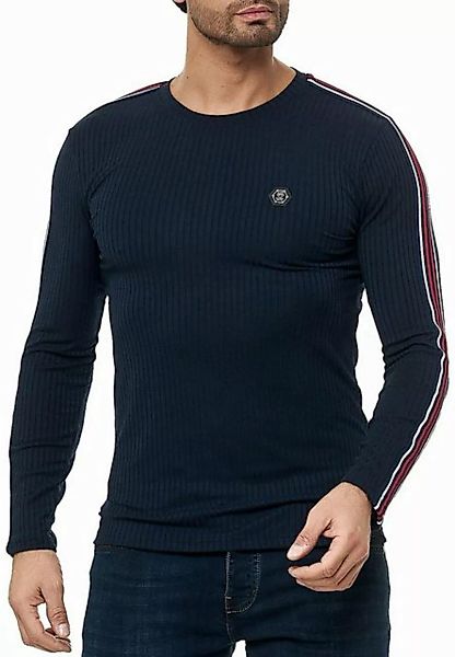 RedBridge Strickpullover Figurbetont Feinstrick Longsleeve Slim Fit Kontras günstig online kaufen